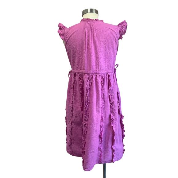 Banjanan Chandra 100% Cotton Ruffle Tiered Sleeveless Midi Dress Pink M - Picture 4 of 10